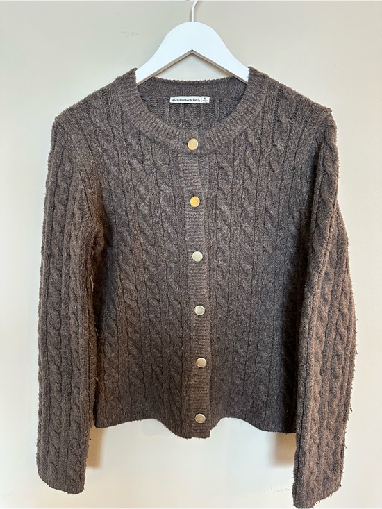 Abercrombie & Fitch Sweaters - Abercrombie & Fitch Chocolate Brown Cable-Knit Button Cardigan